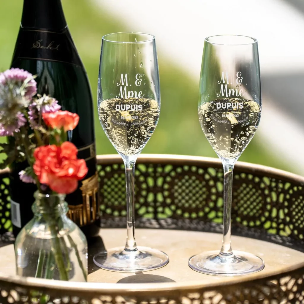 Flûte à champagne personnalisée à graver pour mariage
