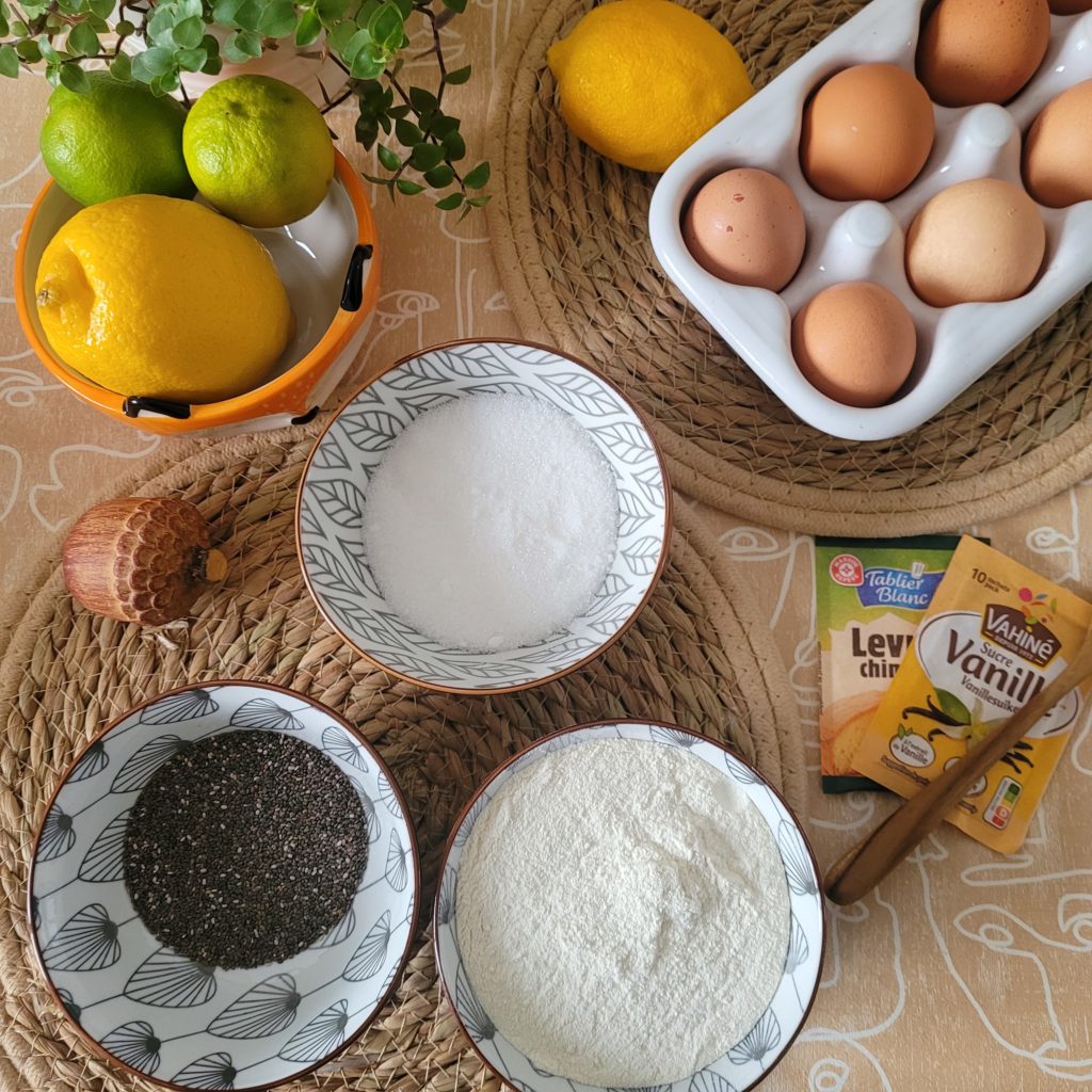 ingrédients pour réaliser un cake au citron