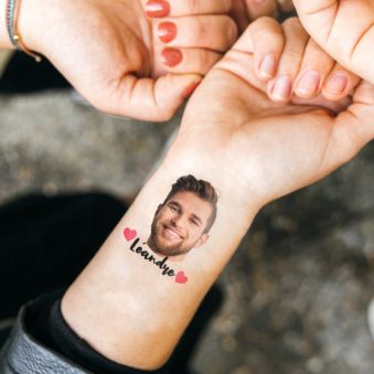 Lot de 6 tatouages personnalisés avec visage et texte