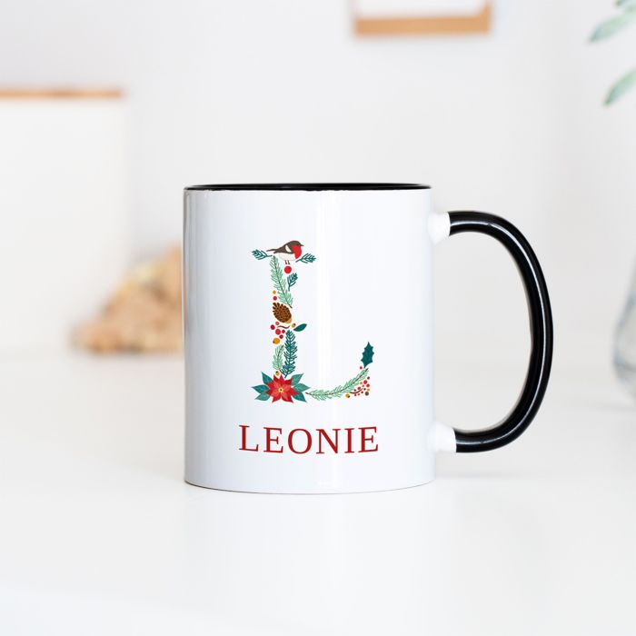 Mug personnalisé avec monogramme hivernal