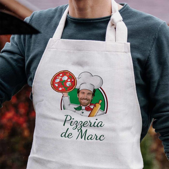 Tablier de cuisine personnalisé Pizzeria avec visage