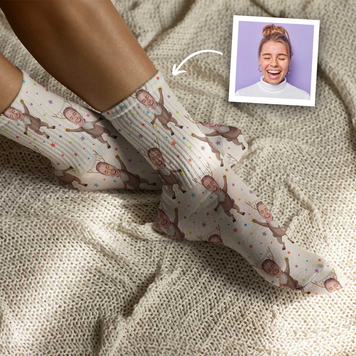 Chaussettes de Noël multivisage avec différents motifs, personnalisé, Cadeau Noël